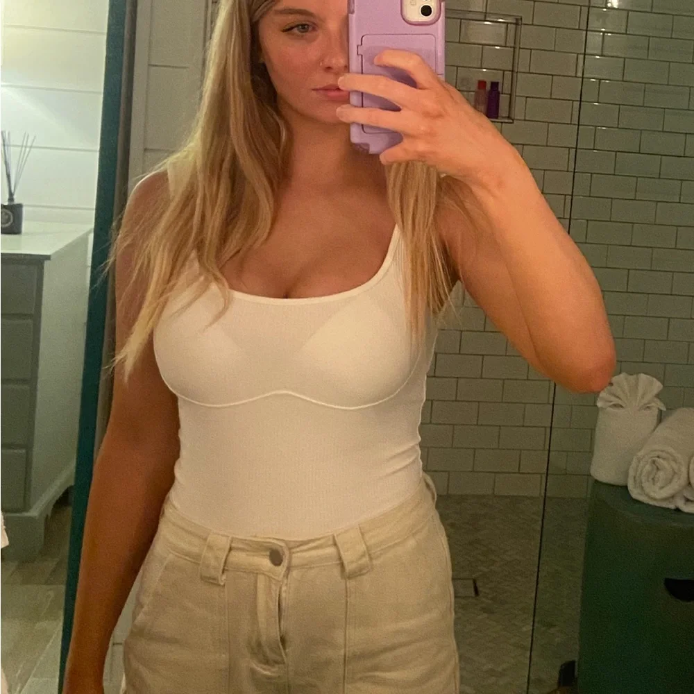 White Ribbed Tank Top - Picture 1 of 4